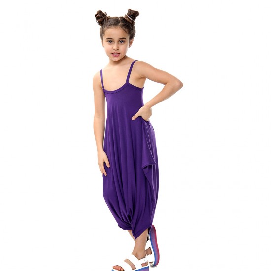 Girls Cami Strappy Lagenlook Baggy Harem Romper Playsuit Jumpsuit