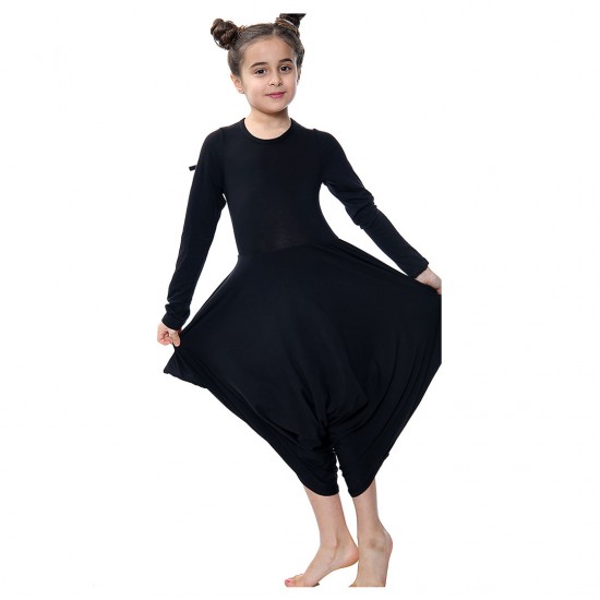 Girl's Long Sleeve Jumpsuit Casual Stretchy Romper Long Dress