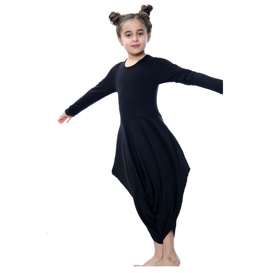 Girl's Long Sleeve Jumpsuit Casual Stretchy Romper Long Dress