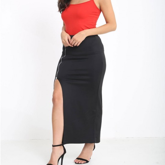 Women's Stretchy Split Maxi Long Skirt Zipper Side Slit Party Maxi Skirts