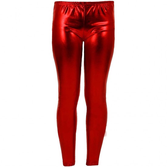 GirlzWalk Girls Shiny Wet Look Leggings Kids Liquid Metallic Dance Footless Tights  Pants, Red, 13 Years: Buy Online at Best Price in UAE 