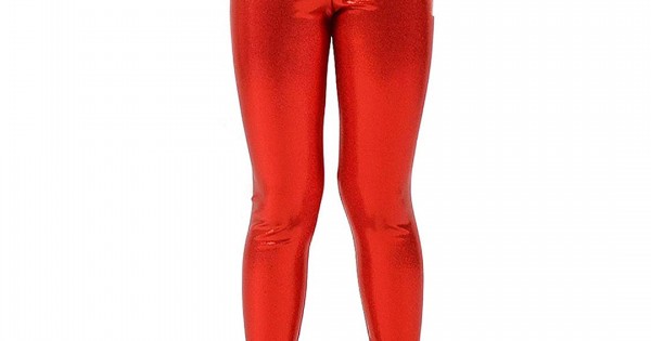 Women's Wet Look Footed Leggings Metallic Dance Tights Shiny Leggings  Shimmer Pants Glitter Tights, Red, Medium : : Fashion