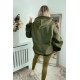Ribbon Ruched Sleeve Oversized Hoodie