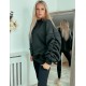 Ribbon Ruched Sleeve Oversized Hoodie