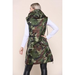 Women's Padded Gilet Jacket Longline Hooded Quilted Winter Long Coat