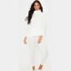 Ladies chunky cable knitted polo high neck top leggings loungewear suit set