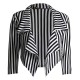 Women's ¾ Sleeves Stripes Print Open Front Waterfall Crop Blazer Jacket